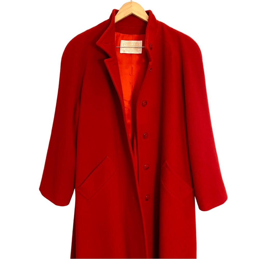 Vintage Pendleton Full Length Overcoat- Gorgeous Red + 100% Virgin Wool (12)